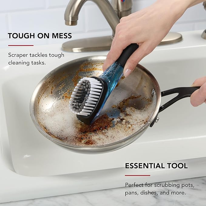 KitchenAid Soap Dispensing Sink Brush with Easy to Fill Handle, Nylon Bristles for Tough Cleaning, Comfort Grip Handle for Non Slip Grip, Black (Pack of 12)