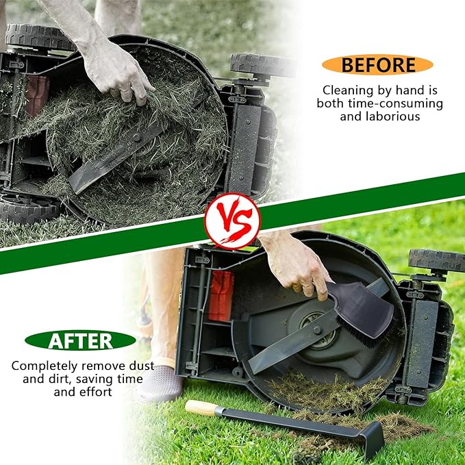 2 Pcs Lawn Mower Deck Scraper Cleaner Brush Kit High-Strength Steel Efficient Mower Deck Cleaning Tool Long Handle Lawnmower Deck Scraper for Gardening