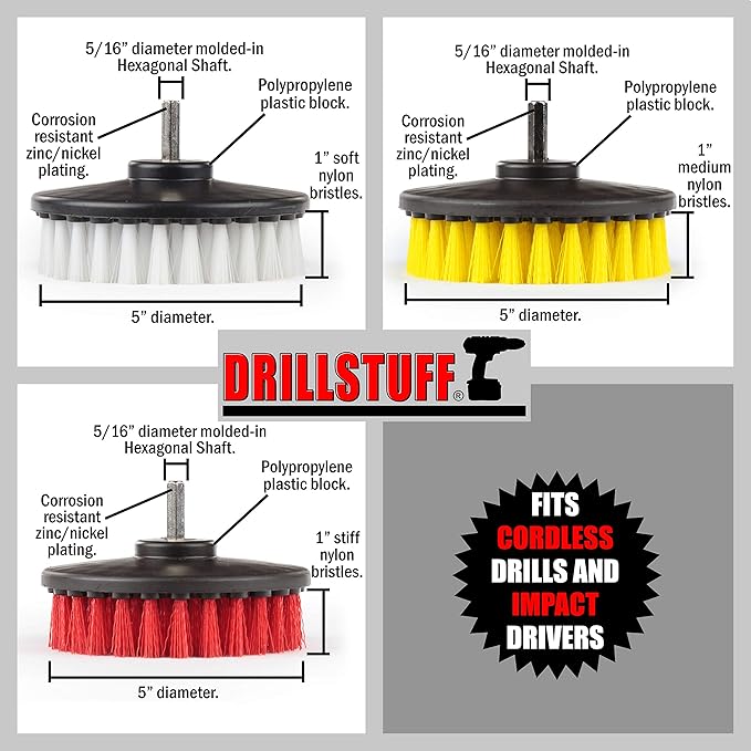 Cleaning Supplies - Drill Brush - Leather Cleaner - Shower Door - Upholstery - Carpet - Bathroom Accessories - Shower Cleaner - Bathtub - Tile - Outdoor - Scrub Brush - Garden - Bird Bath - Granite