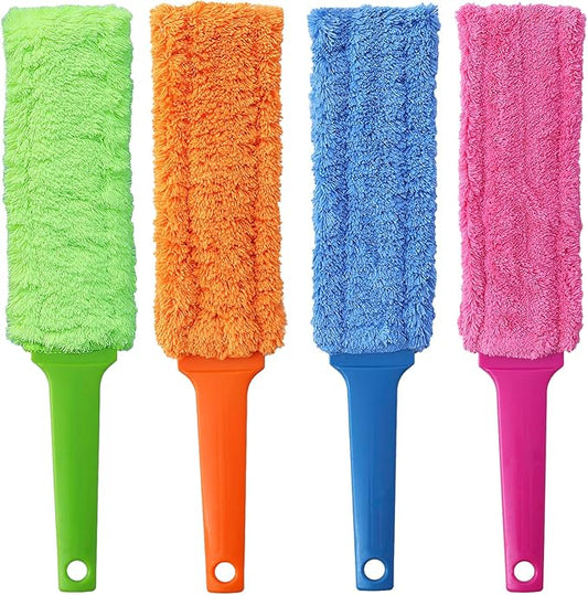 4 Pack 15" Microfiber Feather Duster, Gap Duster, Blind Duster, Hand Duster for Cleaning Gap, Blinds,Furniture,Computers,Keyboards,Car Interiors