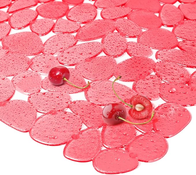 Yolife Pebble Sink Mats for Stainless Steel & Porcelain Sink, PVC Sink Saddle Protectors Kitchen Sink Mat, Dishes and Glassware (Dark-Red)
