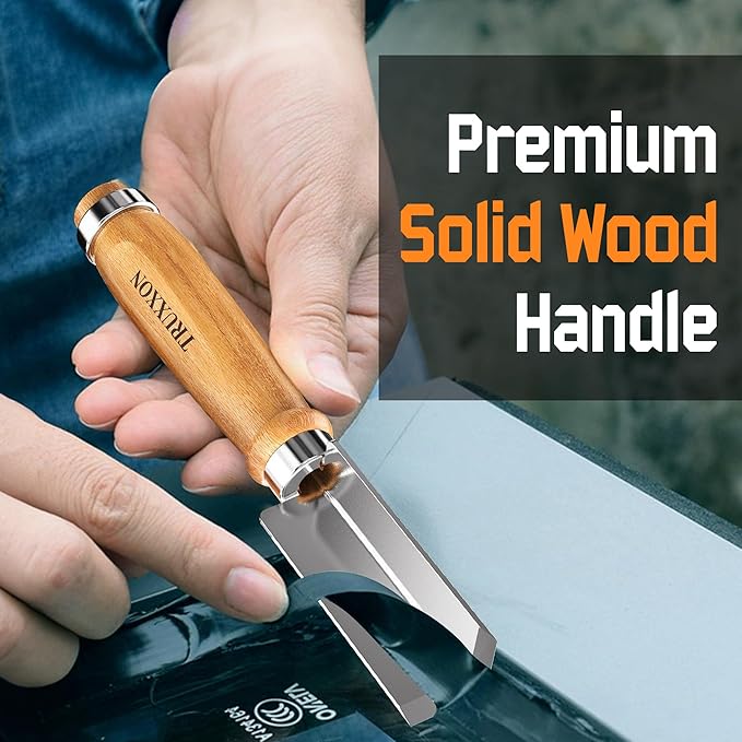 2 PCS Professional Caulk Remover Tool – Heat-Treated Caulking Tool with 90° Sharp Blade & Solid Wood Handle, Saves Time for Home Improvement, Durable Grout & Silicone Remover Tool