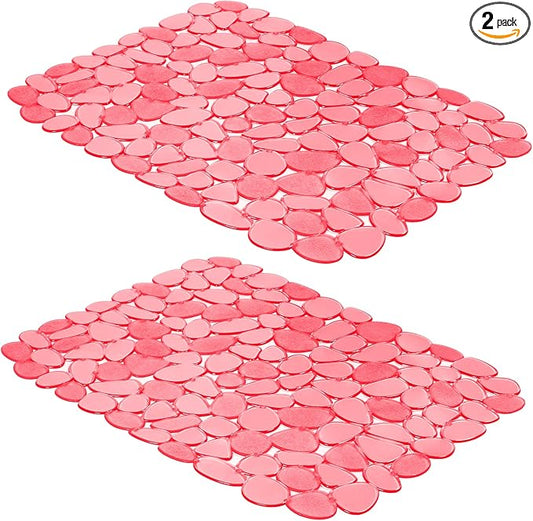 Yolife Pebble Sink Mats for Stainless Steel & Porcelain Sink, PVC Sink Saddle Protectors Kitchen Sink Mat, Dishes and Glassware (Dark-Red)