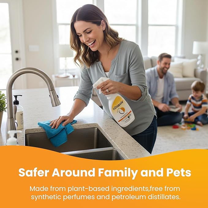 Citra Solv All Purpose Cleaning Spray – Powerful Citrus Degreaser for Kitchen & Bathroom, Multi-Surface Cleaner, No Harsh Chemicals, Valencia Orange 22oz