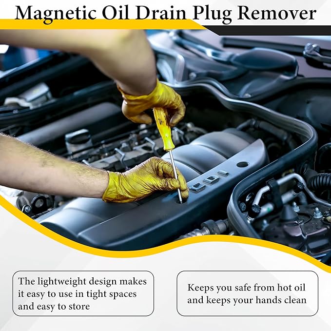 Strong Magnetic Oil Drain Plug Remover Tool, Oil Drain Plug Remover Instrument, Anti Scald Sump Plug Removal Tool, Universal Flexible Oil Plug Removal Tool (14 Inch)