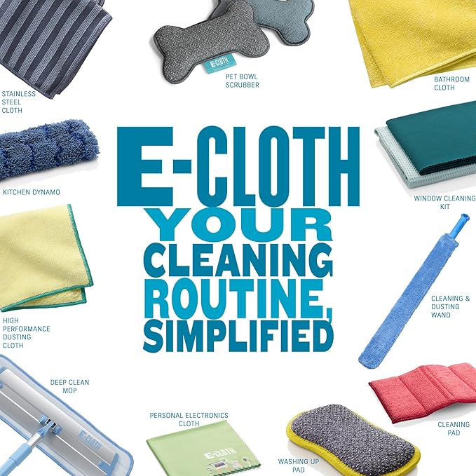 E-Cloth Glass & Polishing Cloths, Premium Microfiber Glass Cleaner, Great for Windows, Glass and Mirrors, Washable and Reusable, 100 Wash Guarantee, Alaskan Blue, 1 Pack