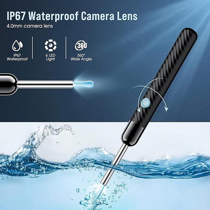 LEIPUT Ear Wax Removal - Earwax Remover Tool with 8 Pcs Ear Set - Ear Canal Cleaner with 1080P Camera - FSA HSA Eligible - Ear Cleaning Kit with 6 Ear Spoon - Ear Camera for iOS & Android (Black)