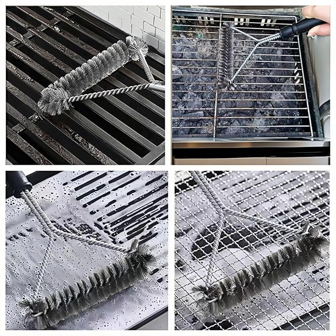 BBQ Bristles Grill Brush 12 Inch Heavy Duty Stainless Steel, Y Shape BBQ Brush with Long Handle & Extra Wide Head - Grill Cleaning Tool