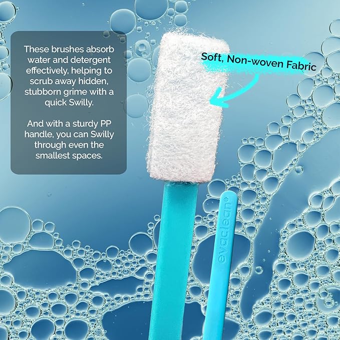 Evaclean Swilly Original Disposable Crevice Brushes - 100 Pack - Versatile Cleaning Tool for Tight Spaces, Window Tracks, Keyboards, Car Vents, and Household Use (Green)