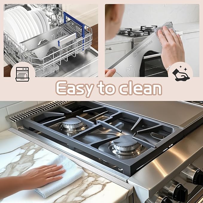 Stainless Steel Stove Gap Covers, Stove Gap Filler, Oven Gap Filler, Range Trim Kit in Kitchen, JessWednes 2 PCS Extendable Guard 13.8" to 27.5", Width 0.79", Heat Resistant and Easy to Clean (SILVER)