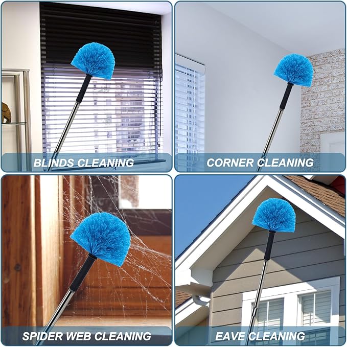Twist-On Cobweb Duster Head Brush // Spider Web Brush for Outdoor & Indoor Web Cleaning // Fits Standard Acme Threaded Poles // Brush Head Only -1 Pack