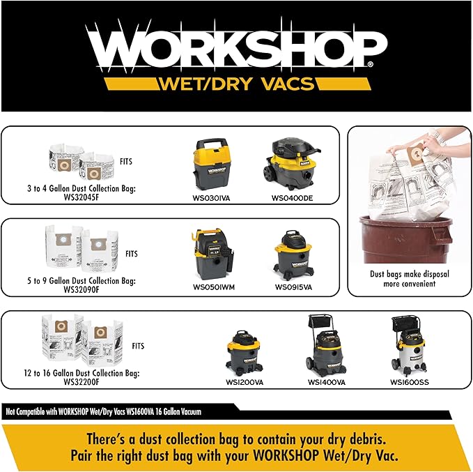 WORKSHOP Wet/Dry Vacs Shop Vacuum Accessories WS25001A Dusting Brush Attachment for Wet Dry Vacuum Cleaners, Fits 2-1/2-inch Extension Wands and Hoses
