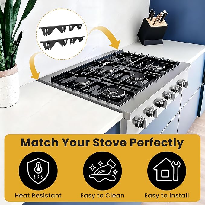 Stainless Steel Stove Gap Covers - 304 Stove Gap Filler, Easy retractable Length 13.8" to 27.5", Width 0.79", Heat Resistant Guard Between Stove Top & Counter, 2 Pck