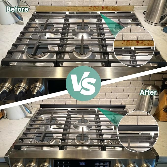 30" Stove Gap Filler, Kitchen Stove Gap Covers, Slide-in Range Rear Filler Kit for Most Brand Kitchen Stoves, Easy Install, Easy to Wipe (Black)