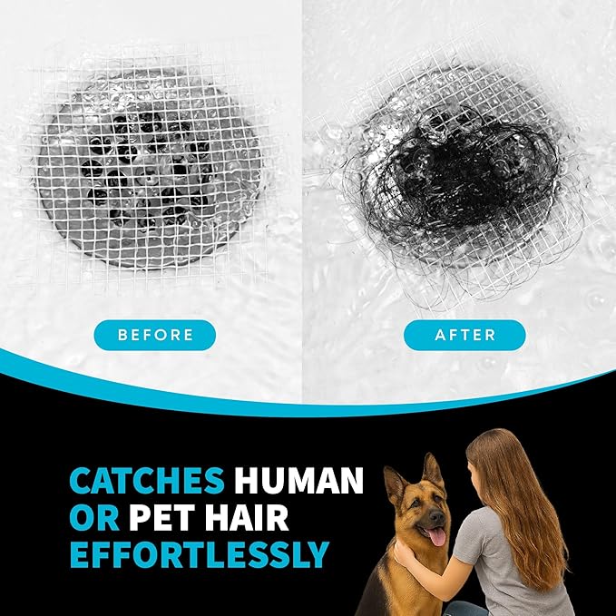 TubShroom 26 Pack Square Disposable Drain Cover - Hair Catcher Mesh Sticker Strainers for Shower Bathtub and Bathroom - Hair Catcher Sticker Drain Protector - Half Year Supply