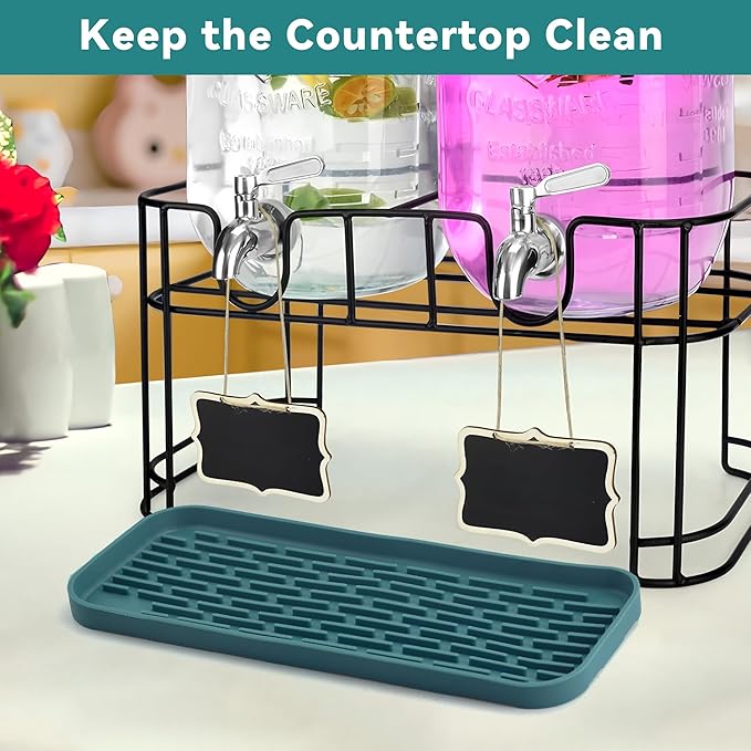 Drip Tray for Drink Dispenser, 1 Pack Blue Non-slip Drip Pan for DD&HAPP Glass Drink Dispenser