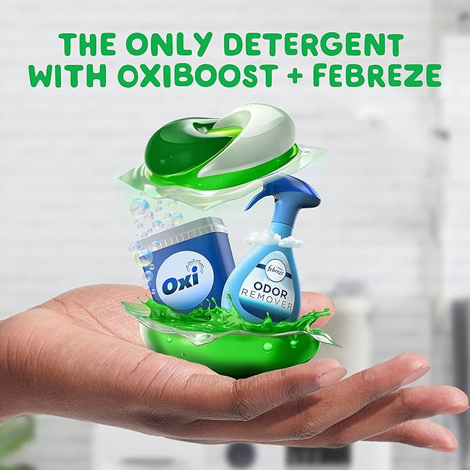 Gain Flings Laundry Detergent Pacs with Odor Defense, 76 Count, Super Fresh Blast Scent, HE 3in1 Detergent Pacs with Febreze and Oxi