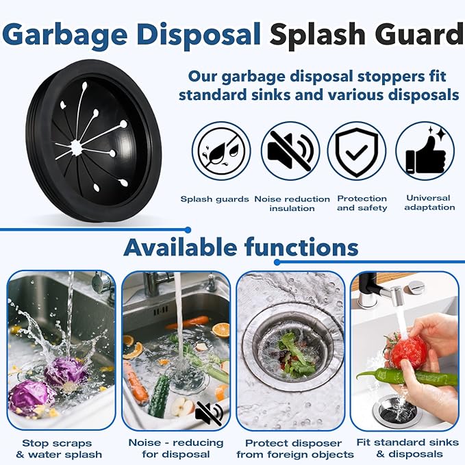 6-Pack Stitokg Garbage Disposal Splash Guard Sink Baffle Cover - with Multi - Function Drain Plugs - Replacement Accessories for Whirlaway, for Waste King, for Sinkmaster & for GE Models