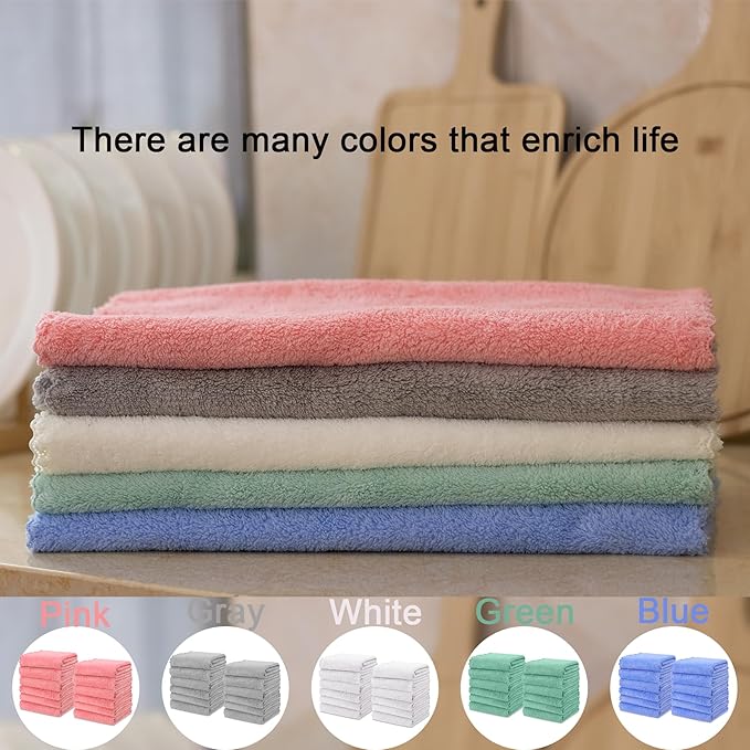 kimteny Kitchen Cloth Dish Towels, 13x28 Inches Premium Dishcloths, Super Absorbent Coral Velvet Microfiber Cleaning Cloths, Fast Drying Rags for Washing Dishes (13x28-8 Pack, Pink)