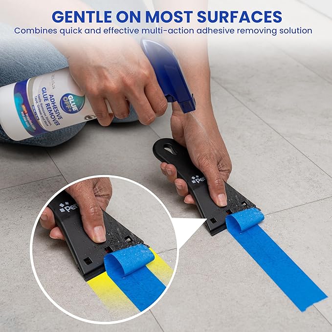 Perco Glue Off Adhesive Remover - Set of 2 10 fl. oz with Scraper | Glue Remover Spray Effortlessly Erase Adhesive Hassles & Car Stickers - for Label Sticker Residue