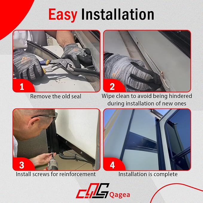 Qagea 018-546 RV Slide Out Clip Rubber Seal Weather Stripping with 2 Wiper is Suitable for RV Camper Door Window Channel (35 Ft)