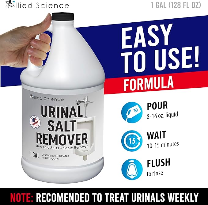 Allied Science Urinal Salt Remover - Uric Acid Salts Scale Remover Unclogs Urinals and Removes Uric Acid Odors - 8 Gallons