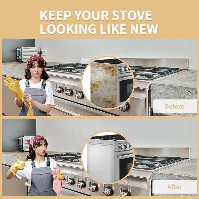 Stove Gap Covers 316 Stainless Steel,Thick Stove Gap Filler,Heat-Resistant Oven Side Gap Filler,Between Stove and Counter Slide In Range Trim Kit for Kitchen,2 Pack (23.2” Upgrade Silver)