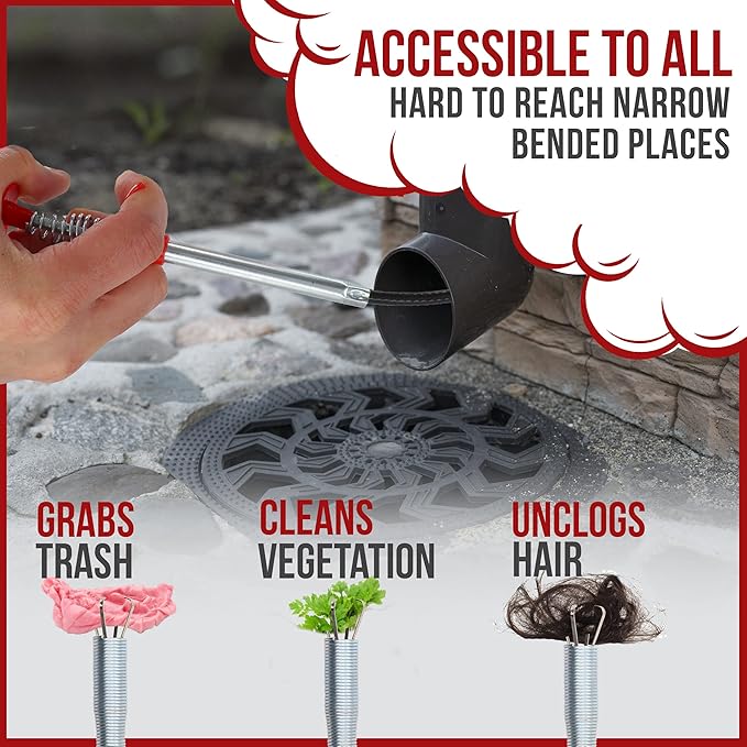 22" Snake Drain Clog Remover - Used as Hair Clog Remover for Sink, Shower, and Bathtub - Dryer Vent Cleaner, and as a Flexible Grabber Tool for Hard to Reach Places - By RAM-PRO