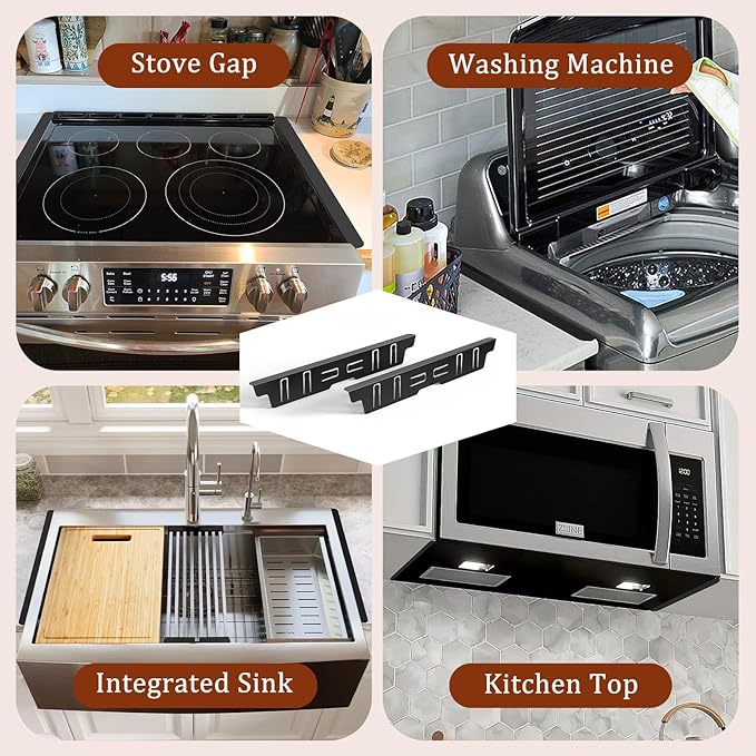 Stainless Steel Stove & Counter Top Gap Covers - Oven Gap Filler Kit 23.4" - Heat Resistant Slide-in Range Trim Guard for Seamless Kitchen Accessories Easy Clean