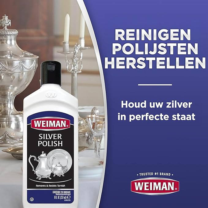 Weiman Silver Cream Cleaner 3-in-1, Anti-Tarnish Technology, Safely Clean, Polish, Shine & Restore, Removes & Prevent Tarnish, 8 Oz