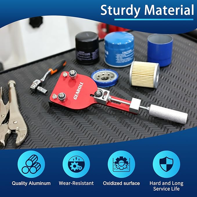 77750 Oil Filter Cutter Tool with Vise Jaw Plate, Oil Filter Cutter Cutting Tool for Filter Cutting Range 2-3/8" to 5" (Red)