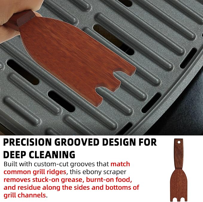 TonGass Ebony Grill Scraper Compatible with George Foreman 1925B01B, Upgrade Grill Spatula for George Foreman Indoor Grills & Most Other Indoor Grills with Grooves, Heat-Resistant & Durable