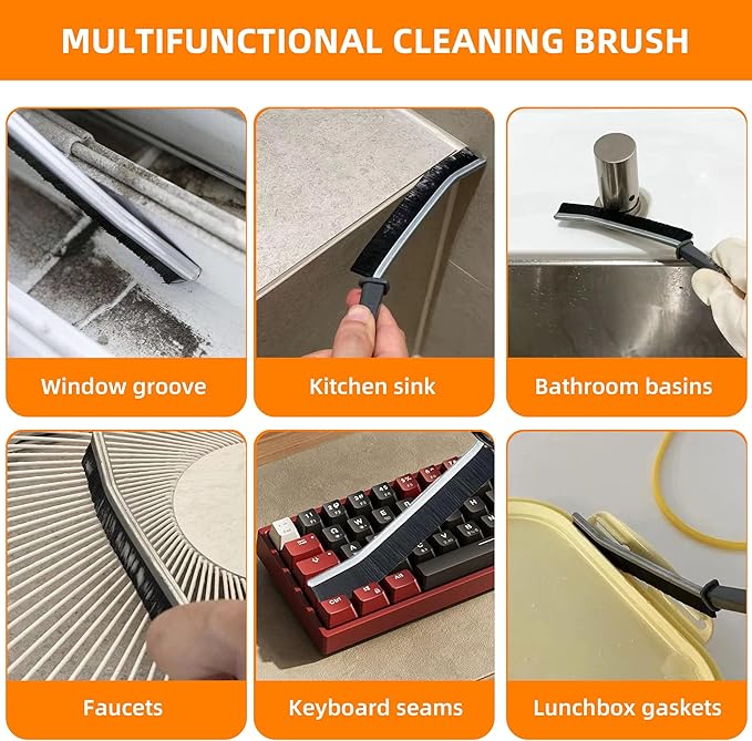 12Pcs Crevice Cleaning Brush Set, Hard Bristle Gap Cleaning Tools, Multifunctional Brushes for Kitchen, Bathroom, Grout, Sink, Bottle, Teapot, Blender, Window & Car (12pcs)