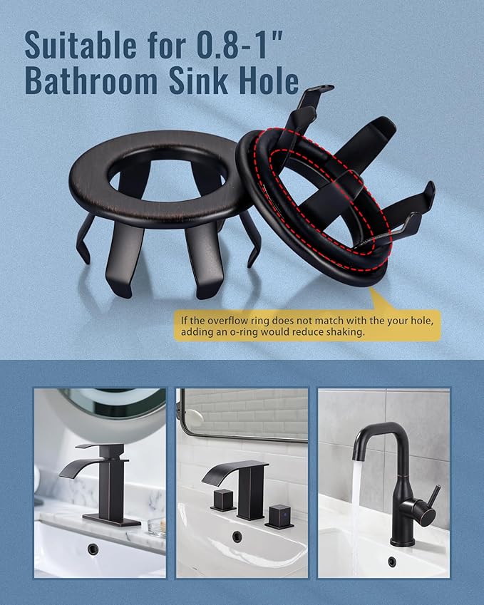 ARCORA Bathroom Sink Overflow Ring: Oil Rubbed Bronze 2 Pack Solid Brass Bathroom Vessel Sink Overflow Cover Basin Trim Ring Hole Insert Caps