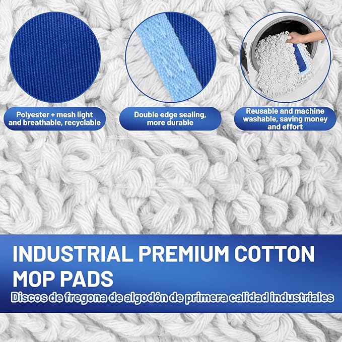 36" Commercial Dust Mop: Dry Dust Broom for Hardwood Floors Cleaning - 2 Mop Pads 59" Long Handle Heavy Duty Frame - Industrial Professional Cleaning Supplies for Hotel Warehouse School Janitor