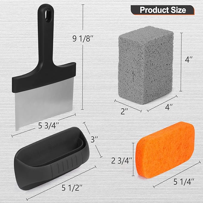 SHINESTAR 26-Piece Griddle Cleaning Kit for Blackstone Flat Top Grill – Heavy Duty Scraper, Cleaning Brick & Scouring Pads, Professional Griddle Cleaner Kit, Easy to Remove Grease & Stain