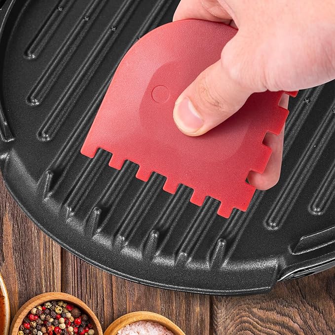 Pan Scraper Grill Scraper Grill Pan Scrapers cast Iron Scraper Grill Brush Scraper pan Scraper 2Pcs＋1pcs Cleaning Brush (3pcs Set)