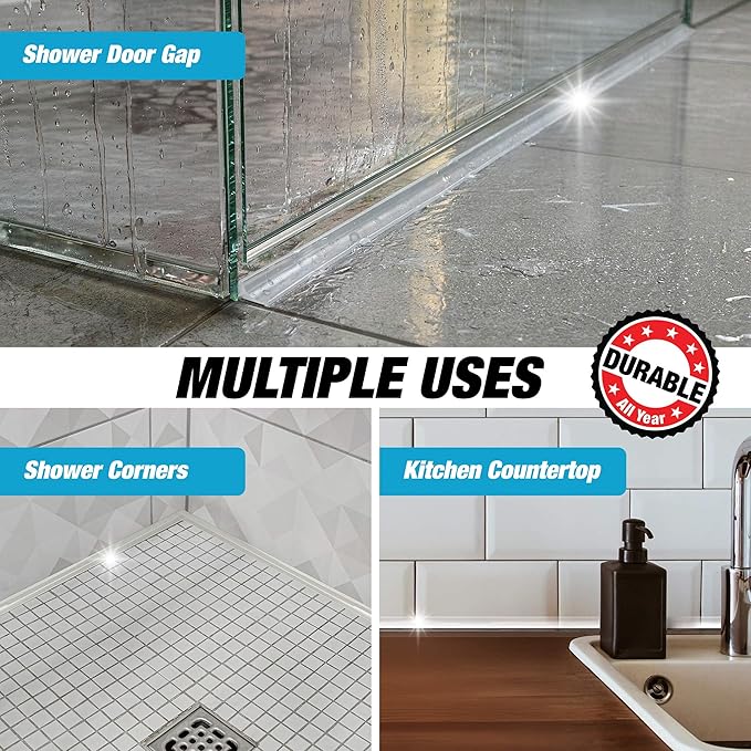 Shower Threshold Water Dam Barrier 39" - Transparent Collapsible Walk in Shower Water Guard - Door Bottom Seal Strip Leak Guard by Hippo Dam