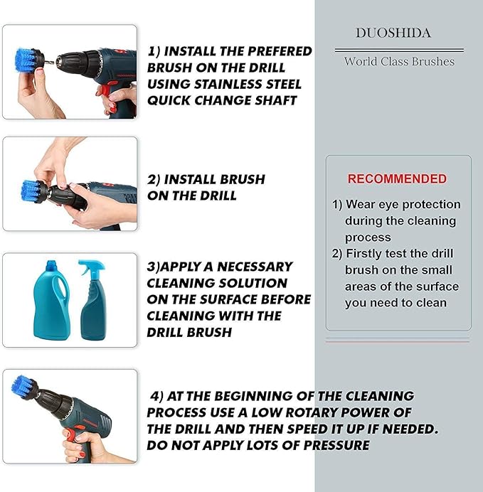 2 inch Diameter Drill Powered Stiff Scrub Cleaning Brush Heavy Duty Cleaning Applications for Bathroom Surfaces, Tile and Grout, Hard Water Stains, Rust (Yellow)