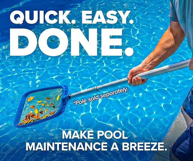Pool Leaf Skimmer Net for Cleaning // Heavy Duty Pool Leaf Skimmer Attachment - Oversized 17 Inch with Self-Repairing Net // The Ultimate Pool Skimmer Replacement Net (Pole Sold Separately)