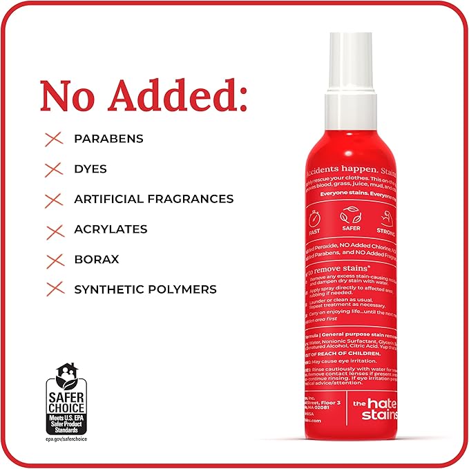 Emergency Stain Rescue Stain Remover Spray - For Wine & Coffee - Blood Stain Remover Clothes & Laundry - Carpet Cleaner Spray with No Added Phosphates - 2 x 4 Fl Oz