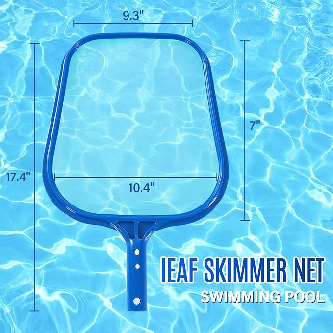 Pool Skimmer - Pool Net with Solid Plastic Frame, Skimmer Net with Fine Mesh Net, Pool Net for Cleaning Leaf of Swimming Pools, Spas, Hot Tubs and Fountains