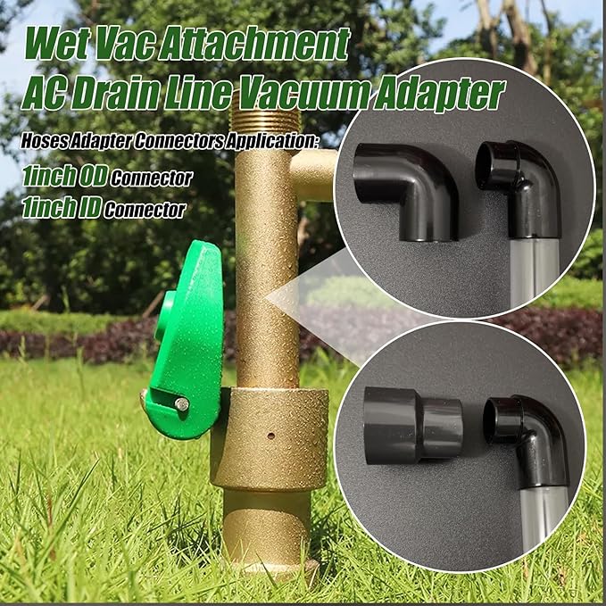 Wet Vac Attachment AC Drain Line Vacuum Adapter to Unclog and Evacuate A/C HVAC Drain Lines, Universal Hvac Ac Drain Line Cleaner Tool Vacuum Hose To PVC Pipe DN25 1“ Adapter (Black, 1 IN)
