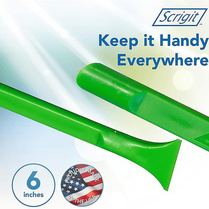 Scrigit Scraper Wide Blade No-Scratch Plastic Scraper Tool, 6 Pack - The Handy Multi-Use Scraping Tool for Removing Food, Labels, Stickers, Paint, Grease -Easy to Hold, Reaches Tight Spaces & Crevices
