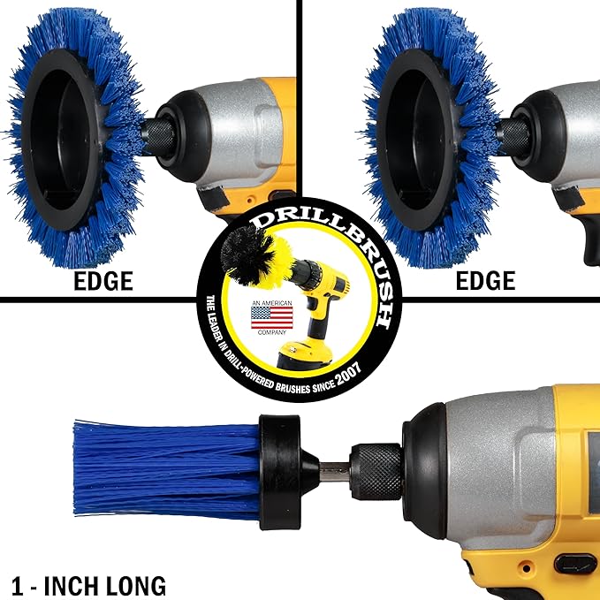 Drillbrush Boat Detailing Kit for Cordless Drill - Power Swimming Pool Tile Cleaner Brush Set - Crevice Cleaning Brush for Electric Drill - Small Power Scrubber for Grout - Spin Scrubber Attachment