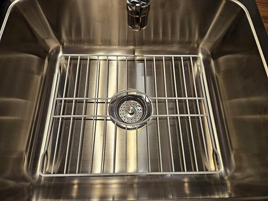 SOFINNI Sink Protectors for Kitchen Sink Bottom with White Coating Sink Grate Insert Grid Sink Bowl Drying Rack Steel Large (12.5" x 18")