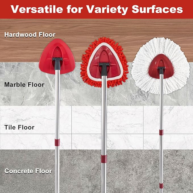 Mop Heads Replacements for Ocedar, Mop Replace Head for o Cedar Easywring 1 Tank, Spin Mop Replacement Head Include 4 Pack Spin Mop Refills Deep Cleaning, 1 Scrubber Mop Head and 1 Mop Base