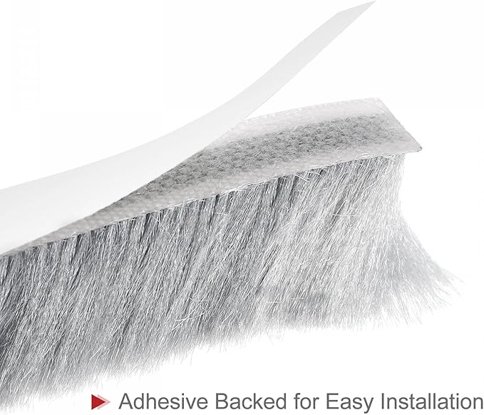 uxcell Weather Stripping Brush, 26ft L x 0.35" W x 0.9" H Self-Adhesive Seal Weatherstrip Sweep Brush Gray for Door Window