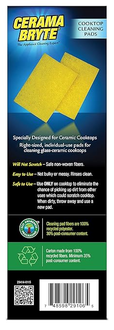 (2 Pack) Cerama Bryte Ceramic Cooktop Cleaning Pads, Total 20 Pads