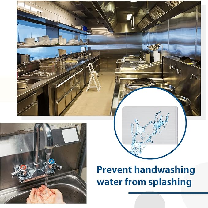 Therwen 2 Pcs Stainless Steel Side Splash Guard for Kitchen Sink 17 x 12 Inch Wall Mount Guard with Screws Commercial Restaurant Bar Hand Wash Sink and Compartment Prep Splash Protector Supply